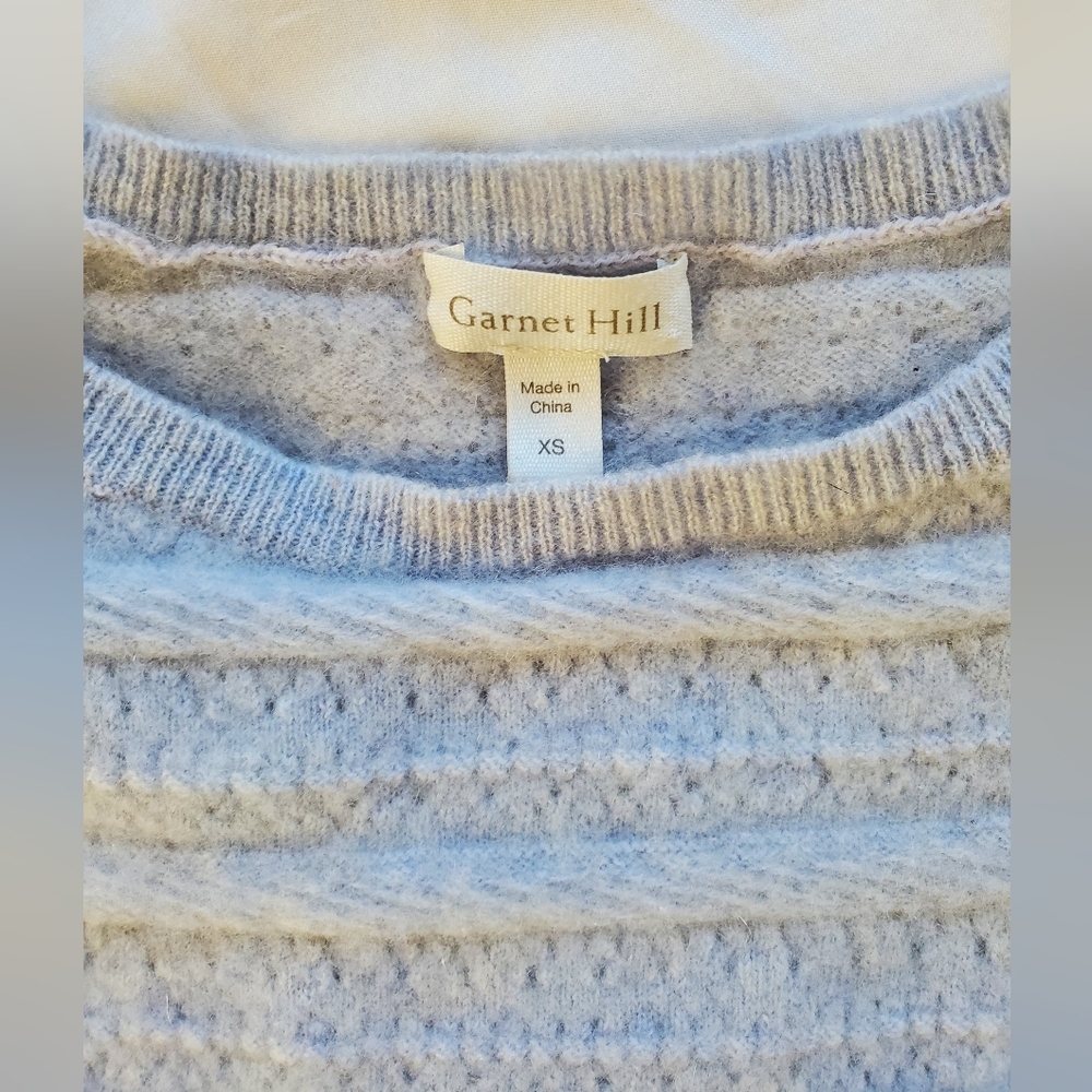 Garnet Hill Cashmere Pointelle-Stripe Sweater - Picture 2 of 6
